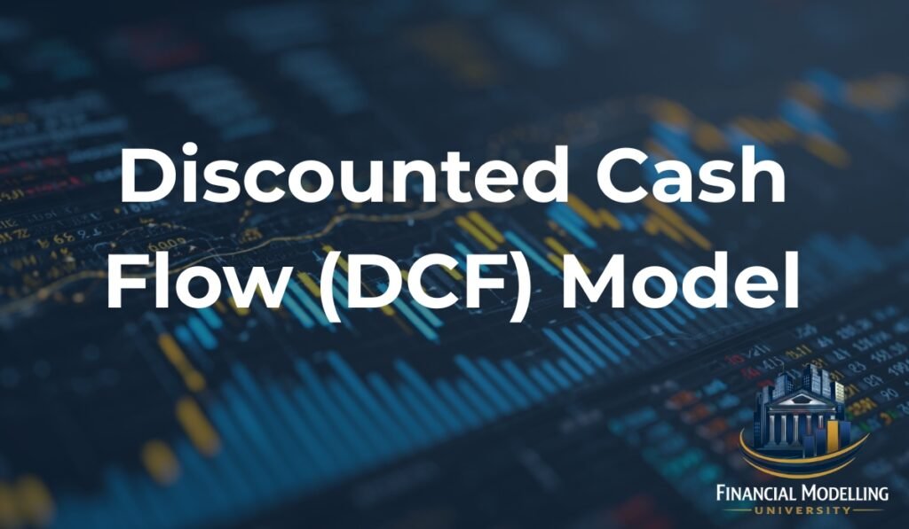 Discounted cash flow DCF financial model concept with financial charts and data visualization.