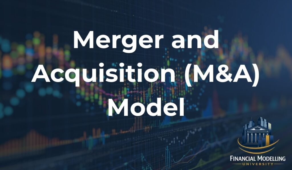Merger and acquisition M&A financial model concept with financial charts and market data